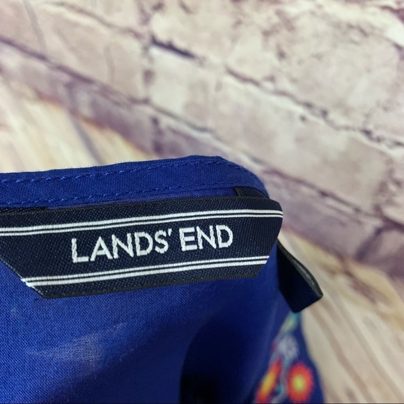 Lands End Blue Floral Embroidered Short Sleeve Top - Picture 8 of 12